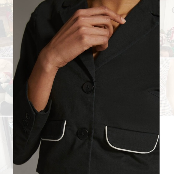 Anthropologie Maeve cropped poplin tuxedo jacket, EUC size 4 - Picture 4 of 8